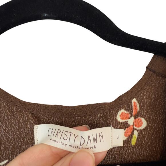 Christy Dawn Lottie Floral Button Up Maxi Dress Boho Vintage Brown Size S - Picture 5 of 9
